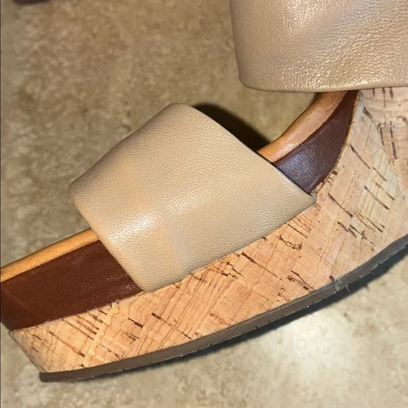 CORSO COMO Tan Wedge Sandals, leather & cork, slingback. 8.5M - Picture 7 of 15
